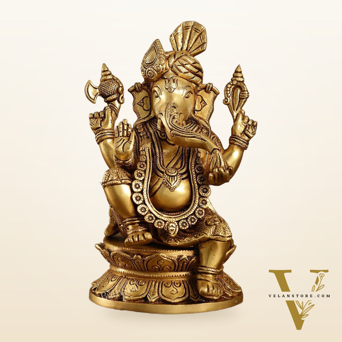 Unique Handcrafted Brass Ganapathi Statue 10 inch