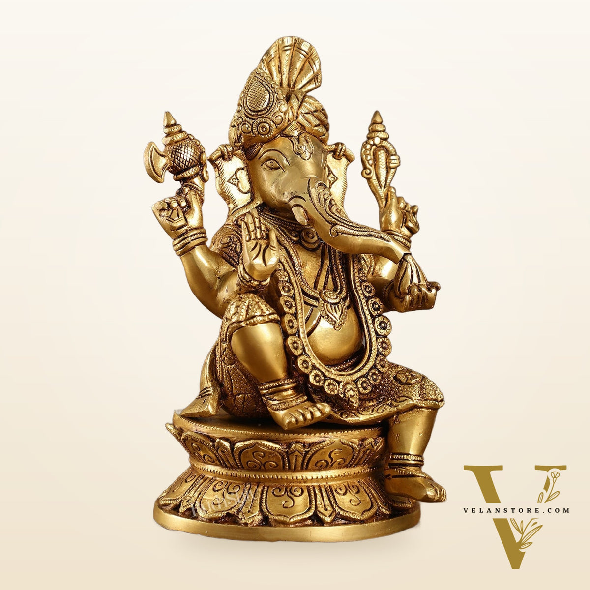 Unique Handcrafted Brass Ganapathi Statue 10 inch