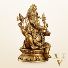 Unique Handcrafted Brass Ganapathi Statue 10 inch