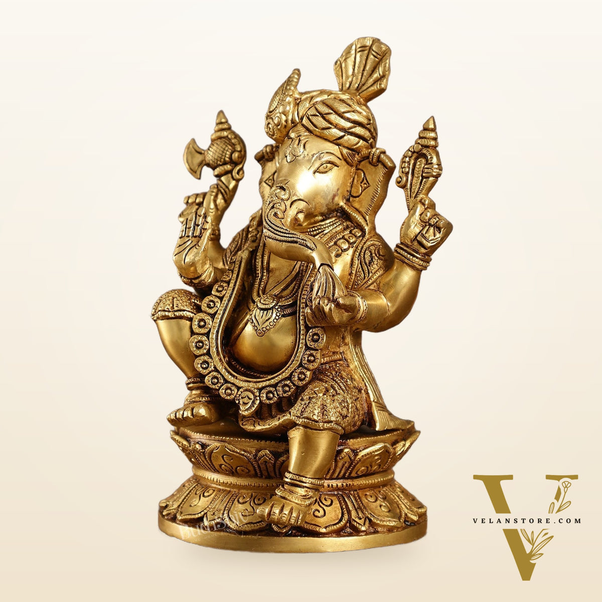 Unique Handcrafted Brass Ganapathi Statue 10 inch