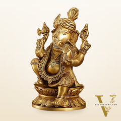 Unique Handcrafted Brass Ganapathi Statue 10 inch