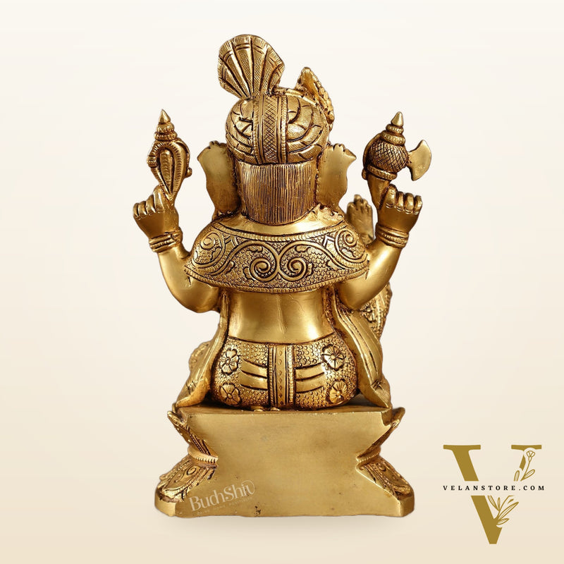 Unique Handcrafted Brass Ganapathi Statue 10 inch