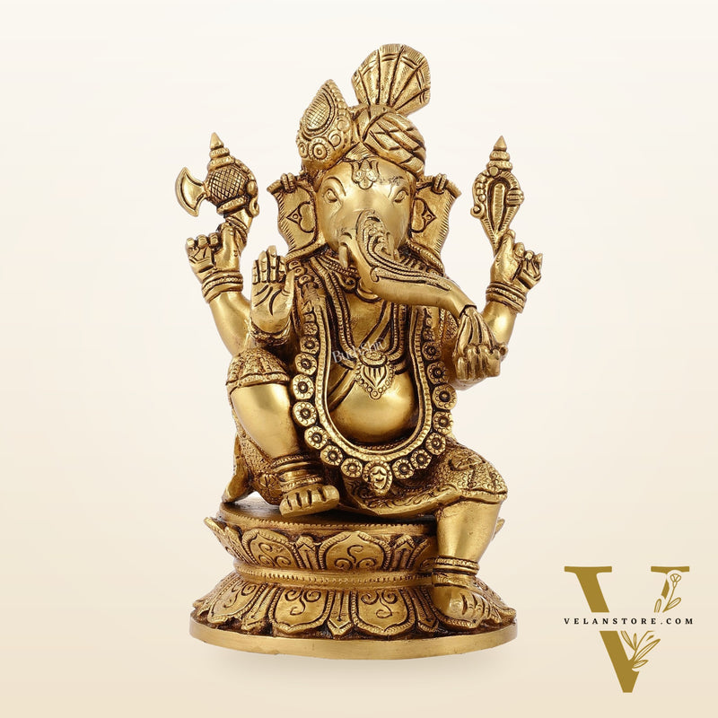 Unique Handcrafted Brass Ganapathi Statue 10 inch