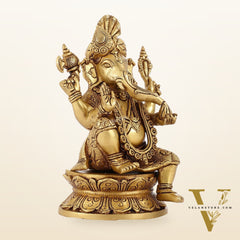 Unique Handcrafted Brass Ganapathi Statue 10 inch