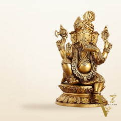 Unique Handcrafted Brass Ganapathi Statue 10 inch