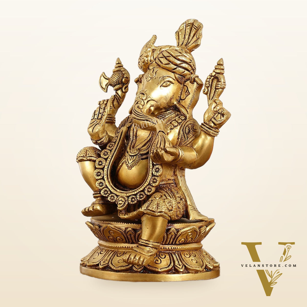 Unique Handcrafted Brass Ganapathi Statue 10 inch