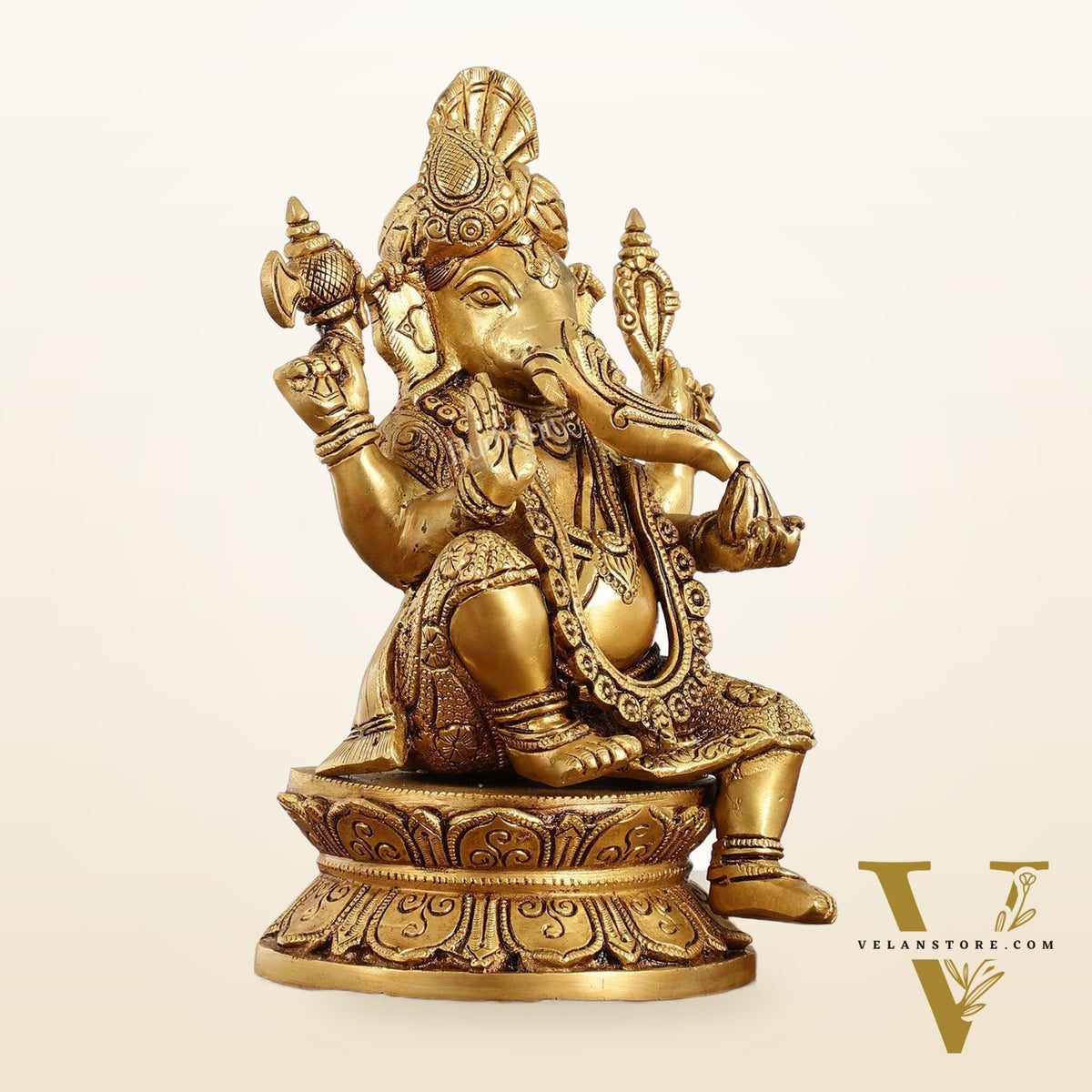 Unique Handcrafted Brass Ganapathi Statue 10 inch