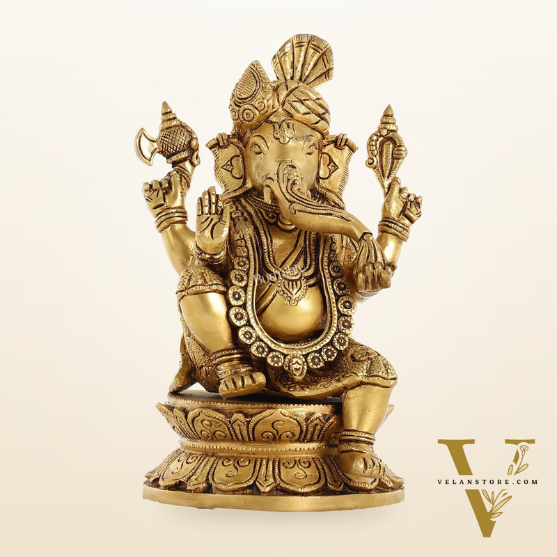 Unique Handcrafted Brass Ganapathi Statue 10 inch