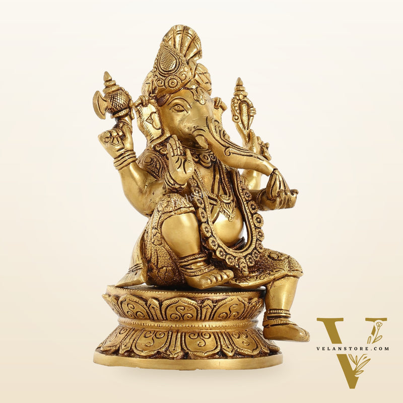 Unique Handcrafted Brass Ganapathi Statue 10 inch