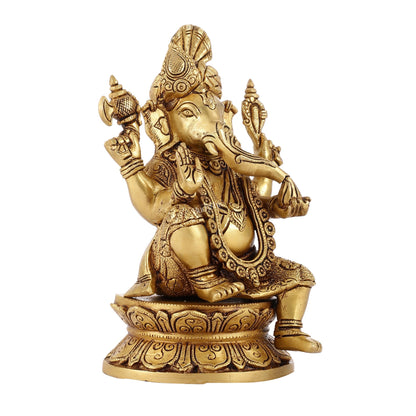 Unique Handcrafted Brass Ganapathi Statue 10 inch