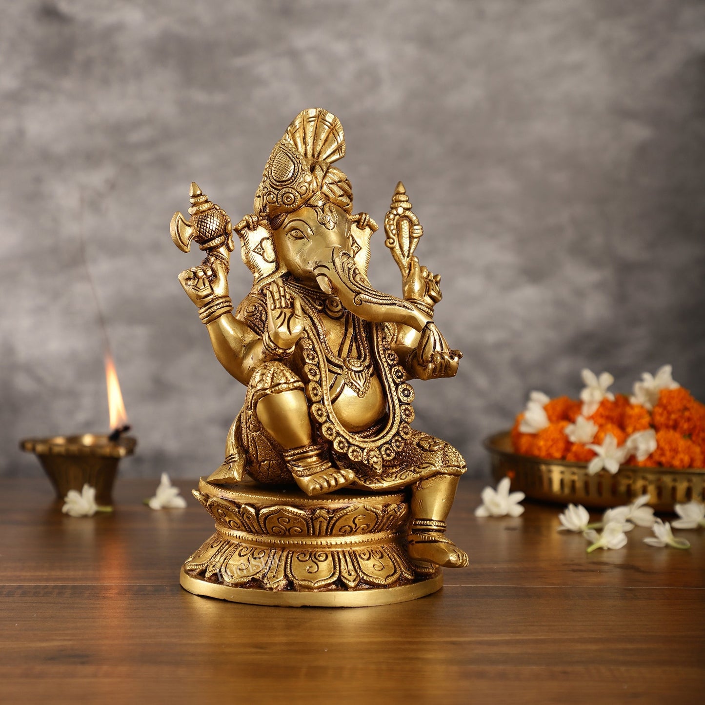 Unique Handcrafted Brass Ganapathi Statue 10 inch