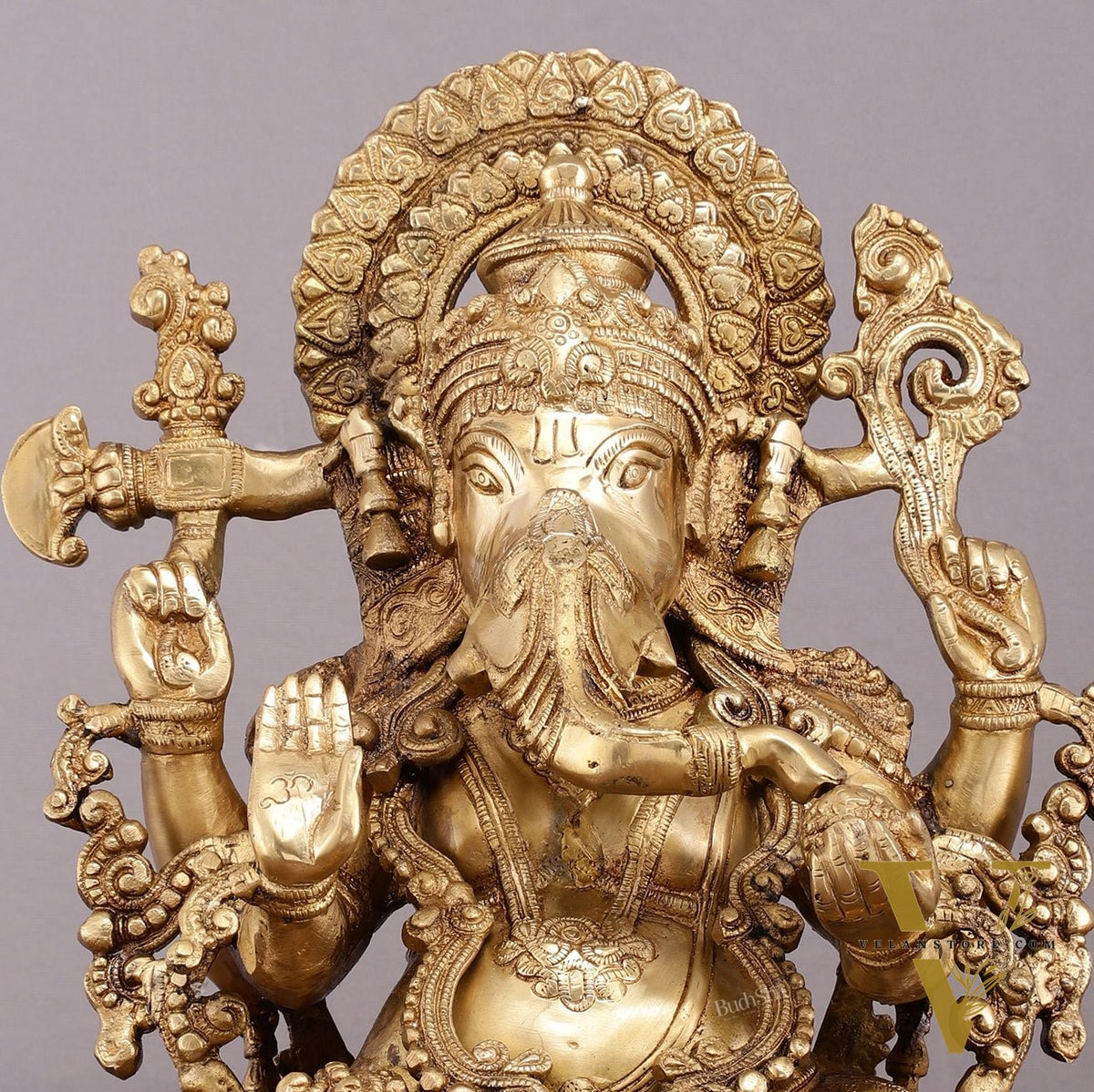 Unique Handcrafted Ganapati Brass Idol - 16" Superfine Brass Statue