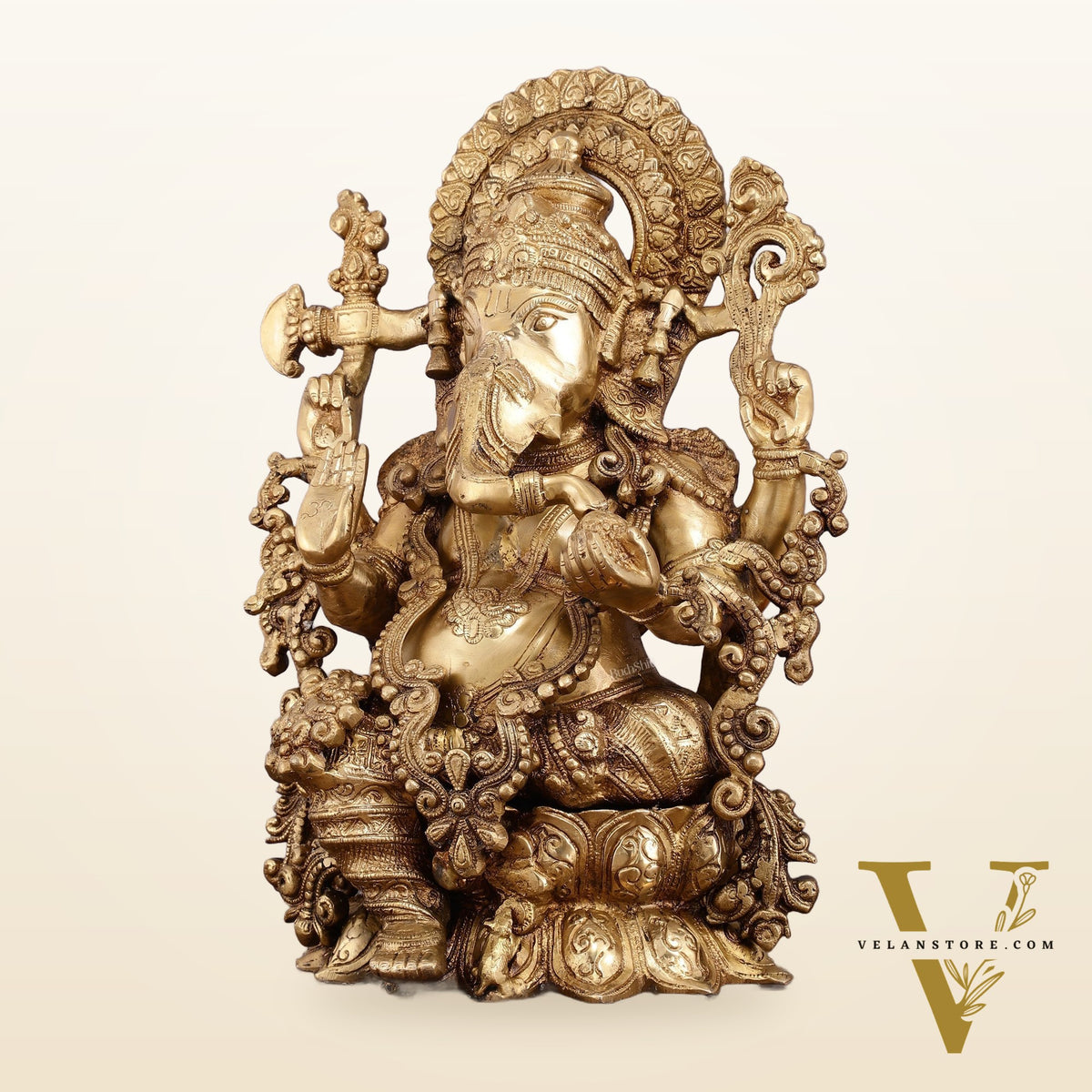 Unique Handcrafted Ganapati Brass Idol - 16" Superfine Brass Statue