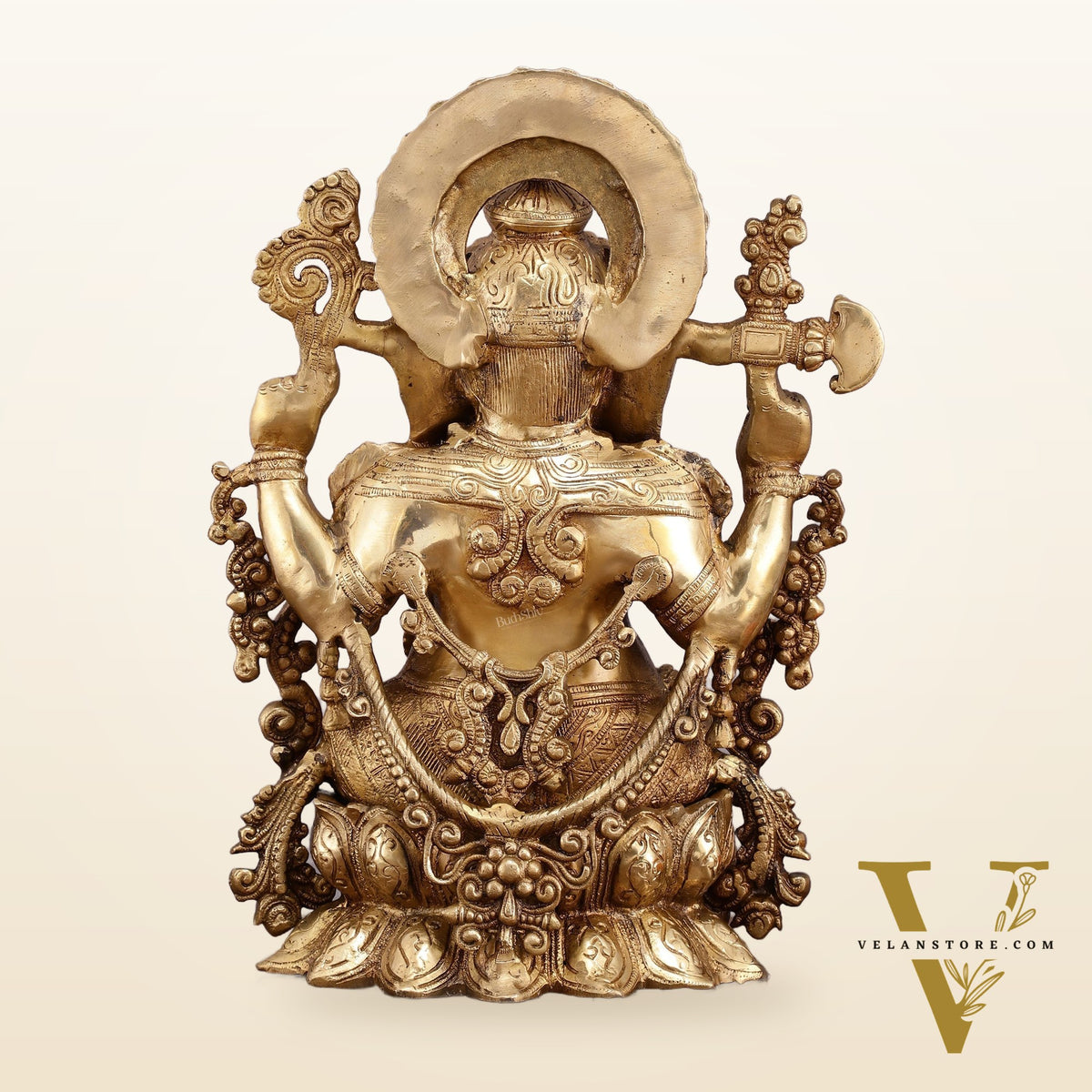 Unique Handcrafted Ganapati Brass Idol - 16" Superfine Brass Statue