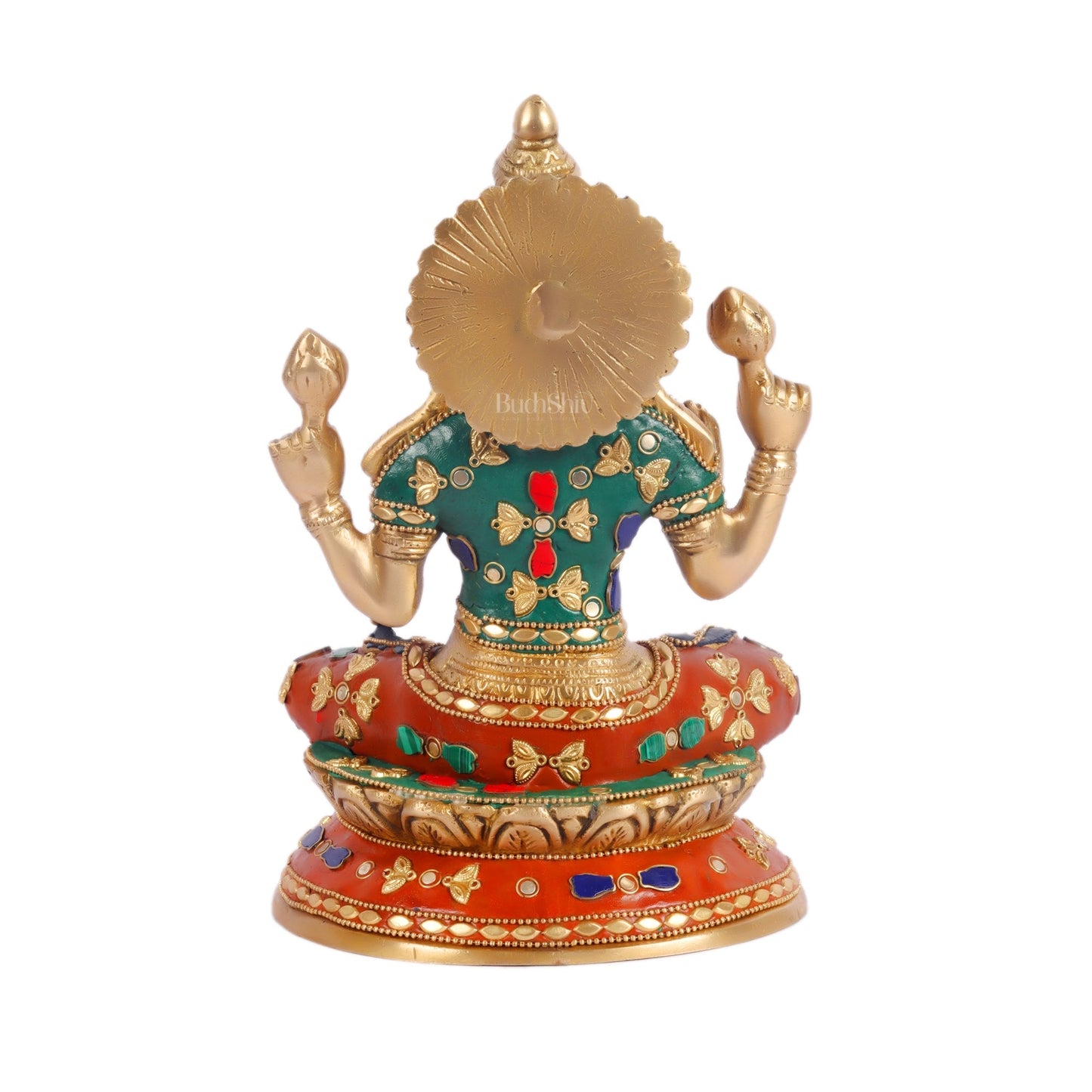 Unique Lakshmi Mata Statue with Stonework, 9" Height