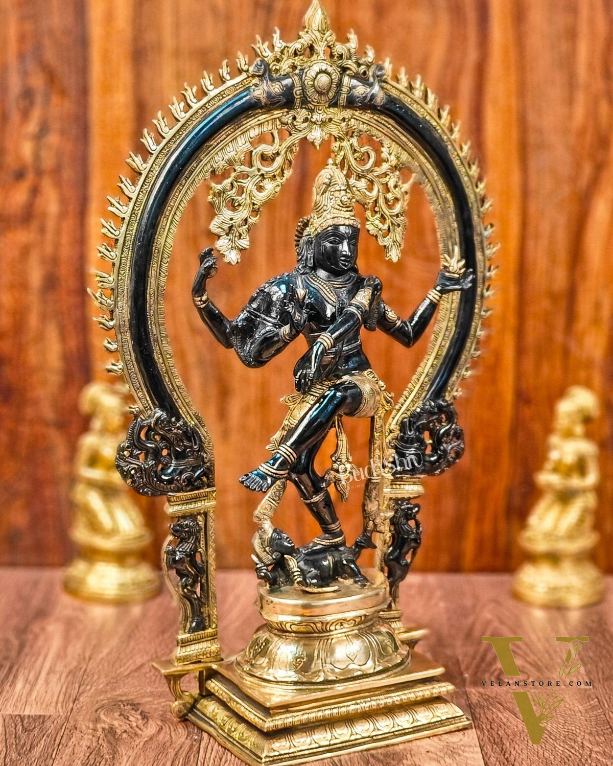 Unique Nataraja Statue - Handcrafted Brass Black Wash on Gold | 26 Inch Height