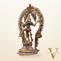 Unique Nataraja Statue - Handcrafted Brass with Natural Stones | 26 Inch