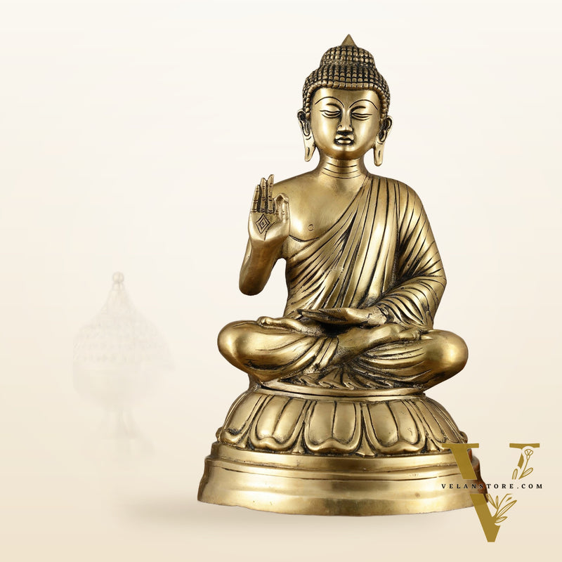 Unique Pure Brass Blessing Buddha Statue - 16 Inch