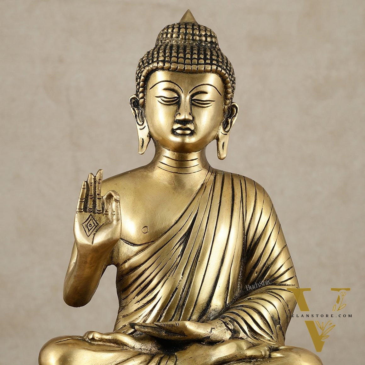 Unique Pure Brass Blessing Buddha Statue - 16 Inch