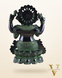 Unique Pure Brass Lord Ganesha Idol with Black and Green Patina Finish 7.5"