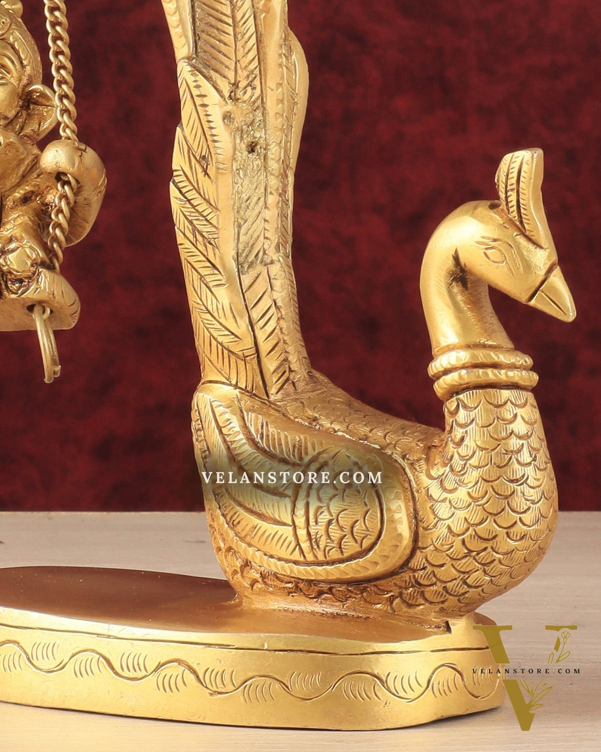 Unique Pure Brass Lord Ganesha on a Peacock Swing Idol