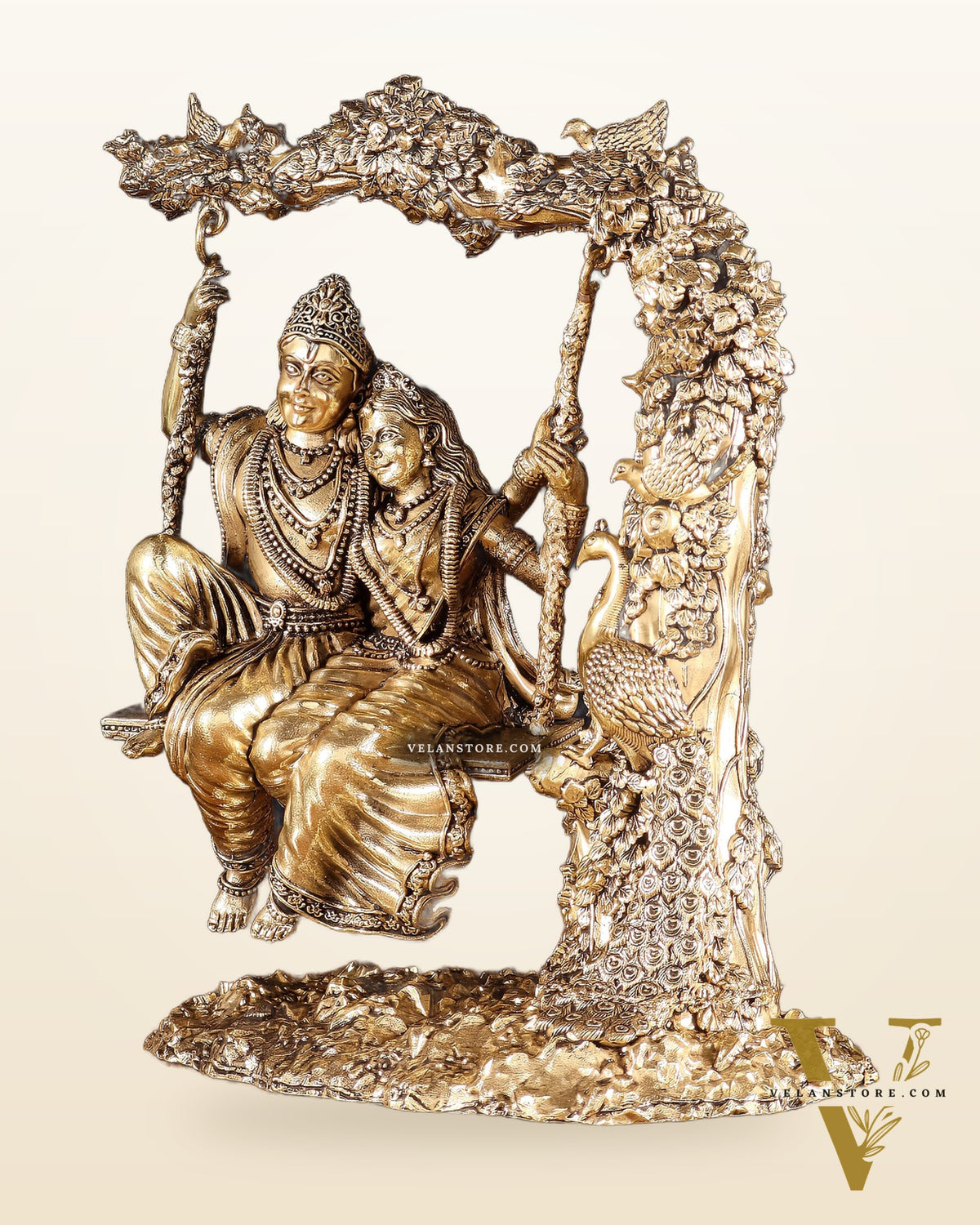 Unique Pure Brass Radha Krishna Intricate Superfine Swing 8"