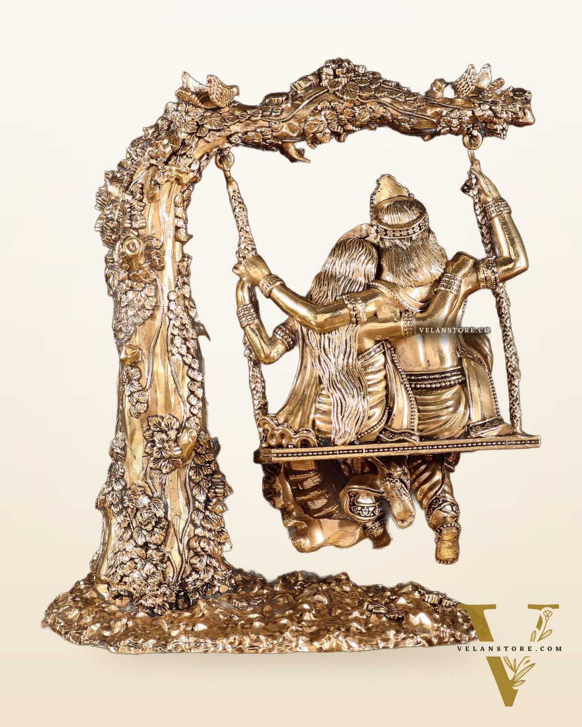 Unique Pure Brass Radha Krishna Intricate Superfine Swing 8"