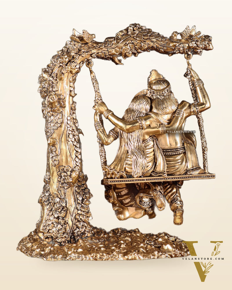 Unique Pure Brass Radha Krishna Intricate Superfine Swing 8"