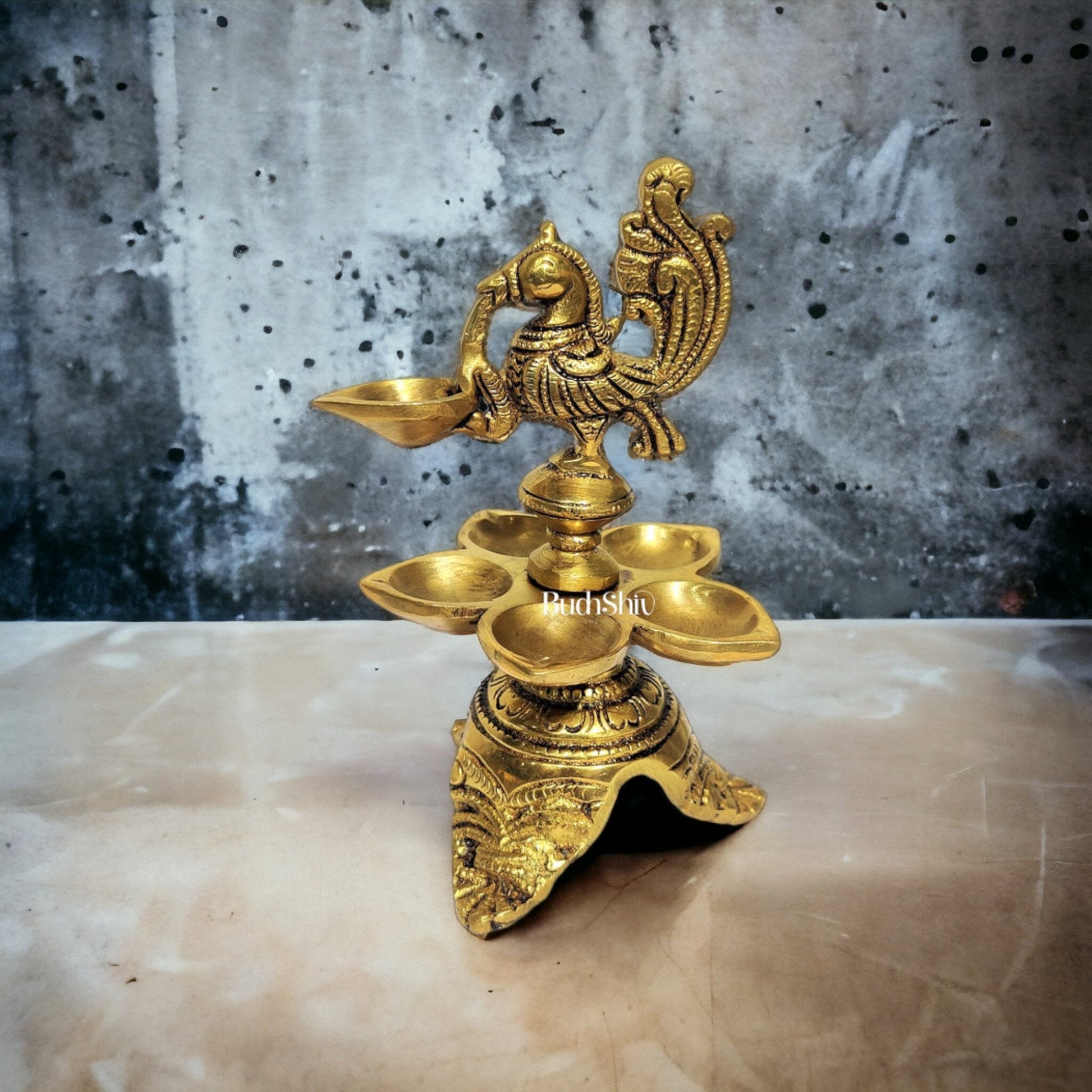 Unique Pure Fine Brass Annam Oil Deepam Lamp with 6 Diyas (SMALL)