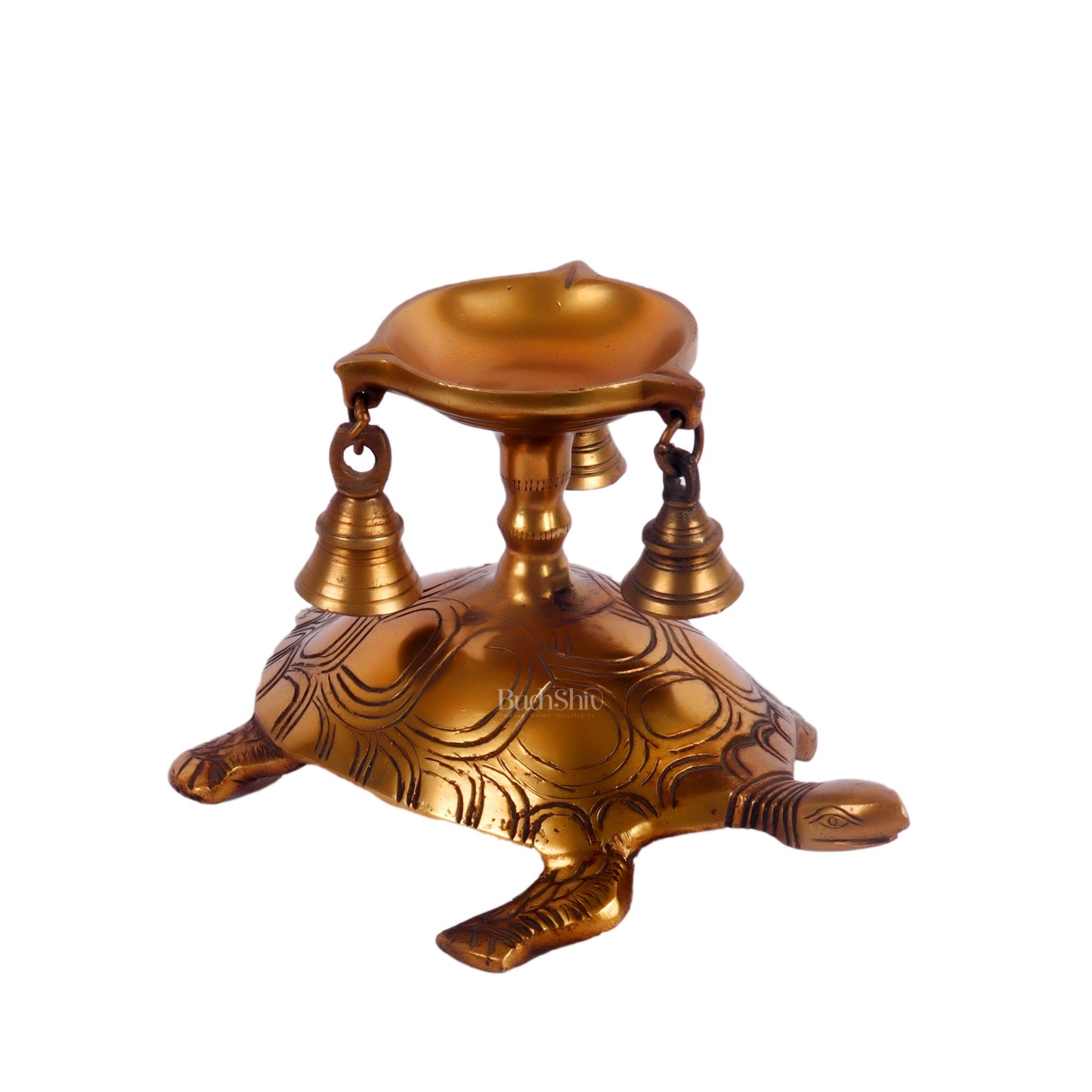 Unique Pure Fine Brass Tortoise Diya with Bells