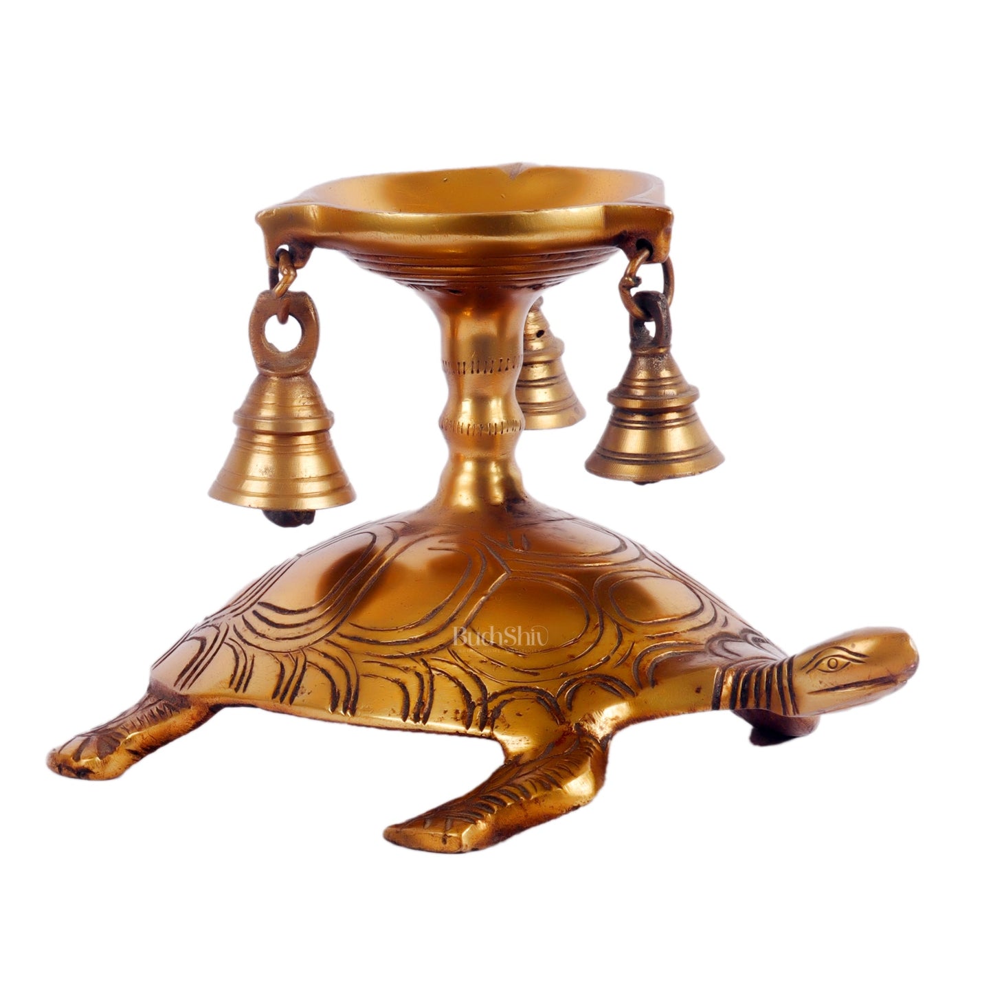 Unique Pure Fine Brass Tortoise Diya with Bells