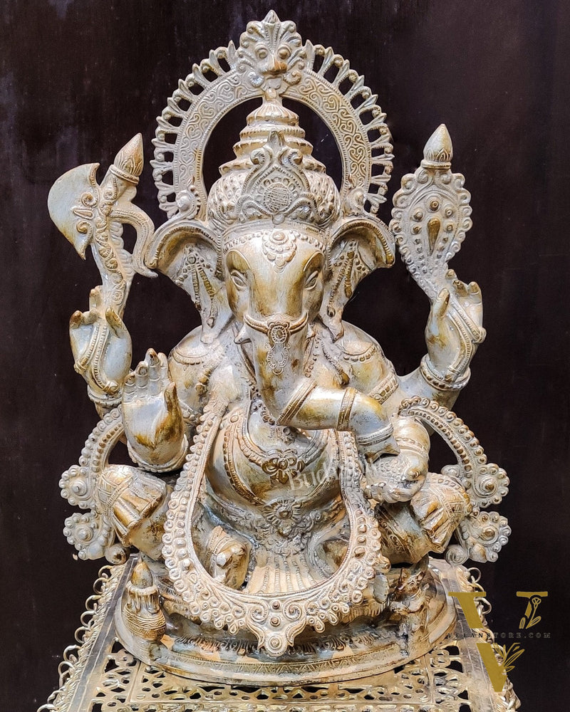Unique Stone Finish Ganesha  Brass Idol  Height 20 inches