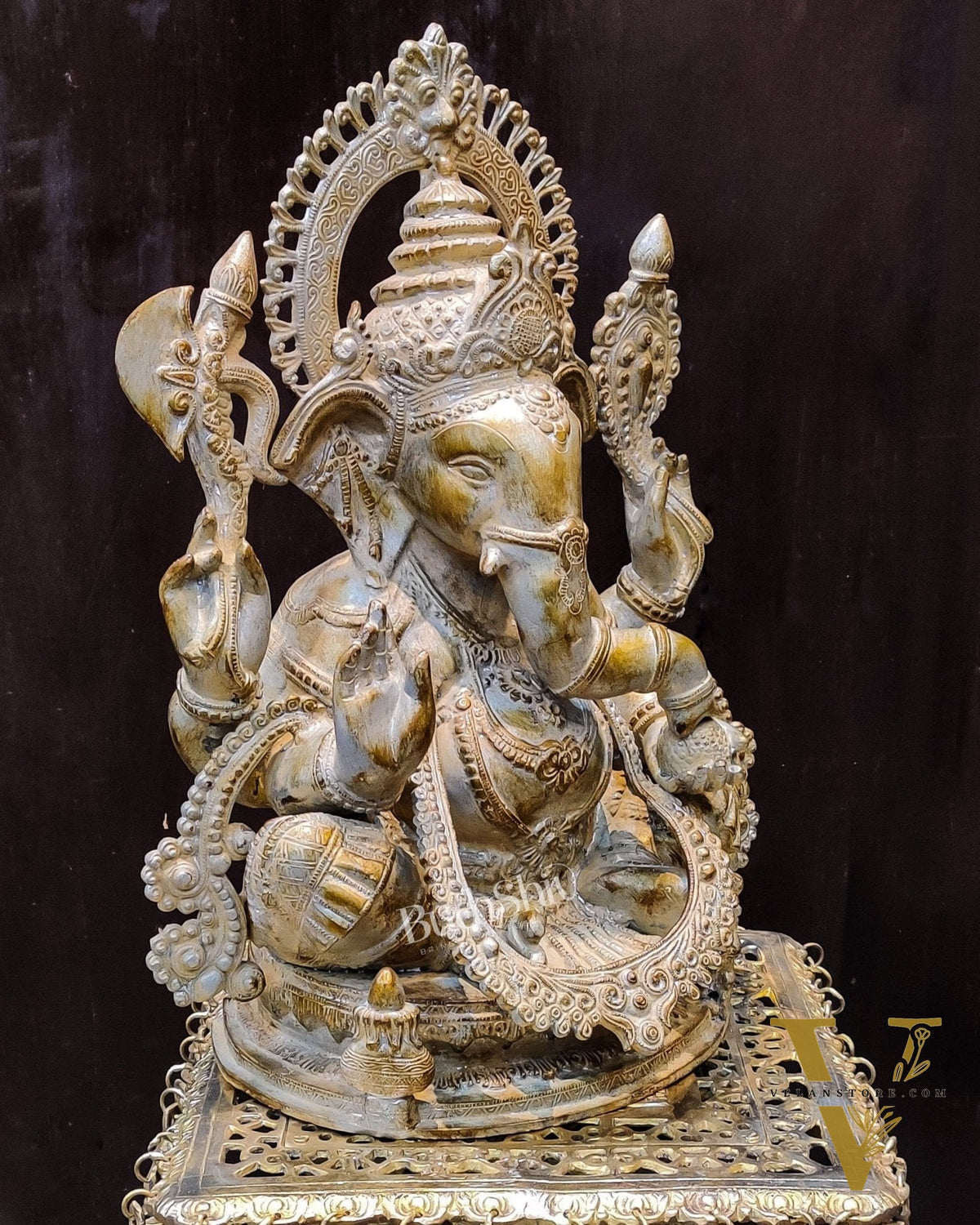 Unique Stone Finish Ganesha  Brass Idol  Height 20 inches