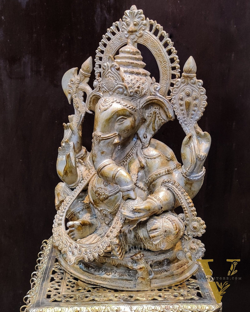 Unique Stone Finish Ganesha  Brass Idol  Height 20 inches