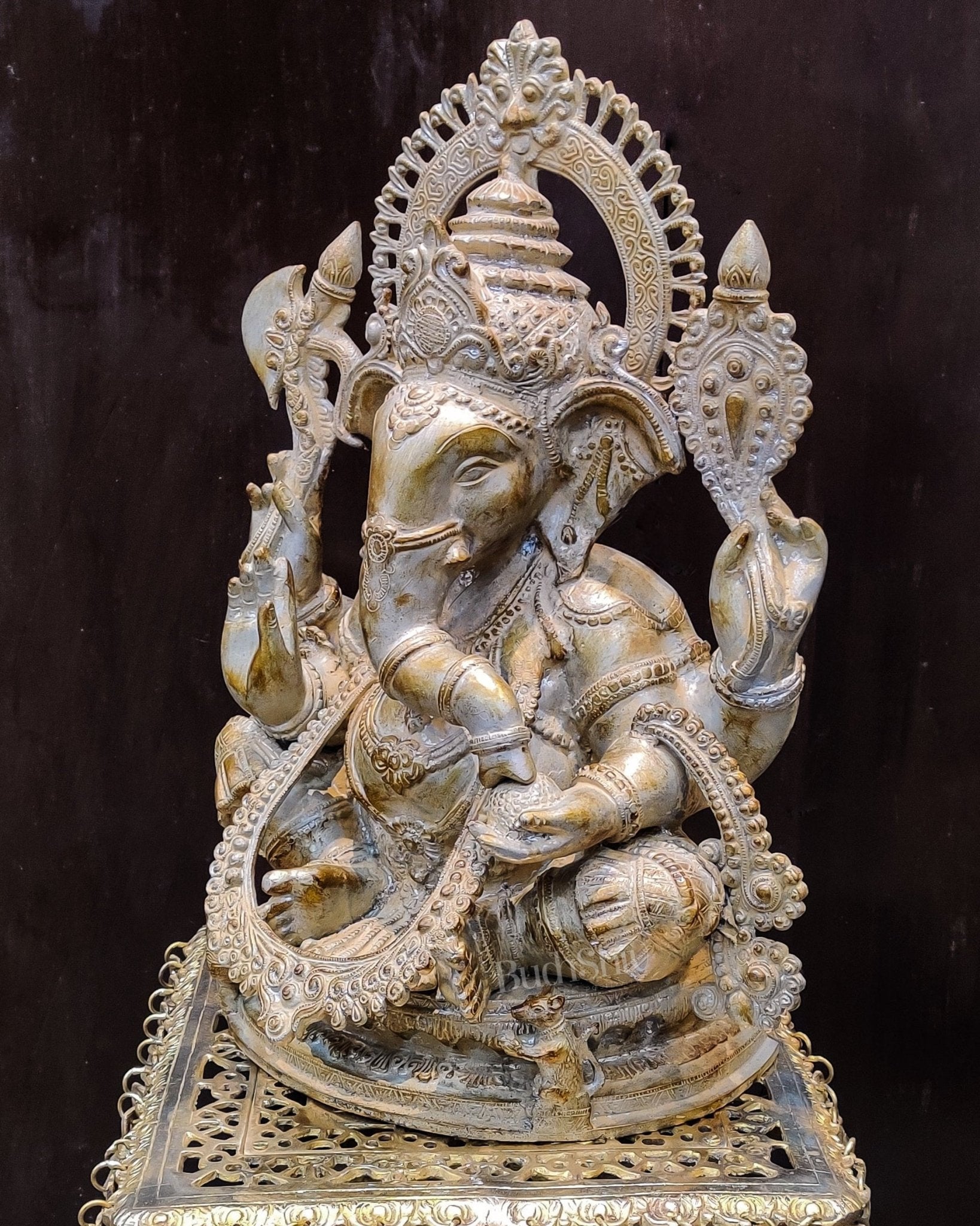 Unique Stone Finish Ganesha  Brass Idol  Height 20 inches