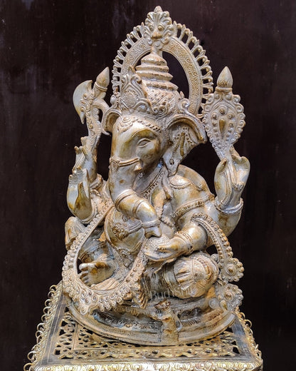 Unique Stone Finish Ganesha  Brass Idol  Height 20 inches