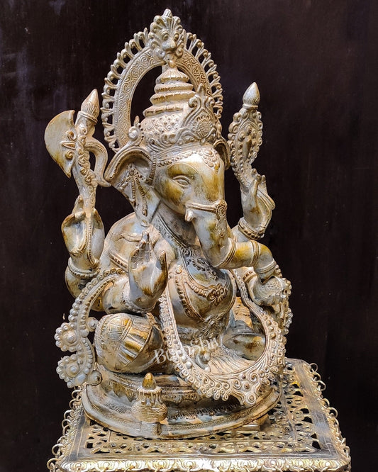 Unique Stone Finish Ganesha  Brass Idol  Height 20 inches