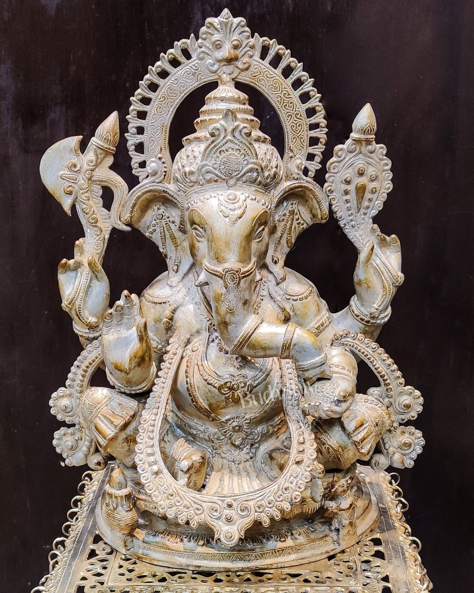 Unique Stone Finish Ganesha  Brass Idol  Height 20 inches