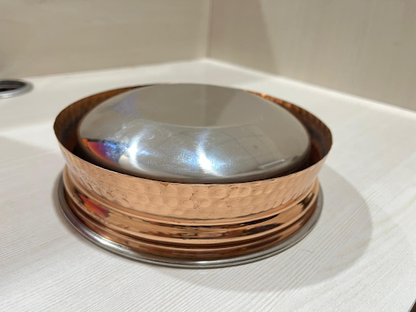 Handcrafted Pure Steel Copper Induction Handi Bowl with Hammered Design