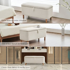 Fabric ottoman bench with storage