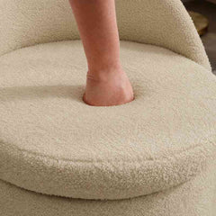 Modern Armless 360° Swivel Storage Ottoman Chair – Comfy Vanity Stool for Bedroom Living Room