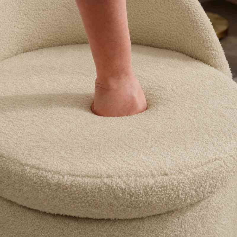 Modern Armless 360° Swivel Storage Ottoman Chair – Comfy Vanity Stool for Bedroom Living Room