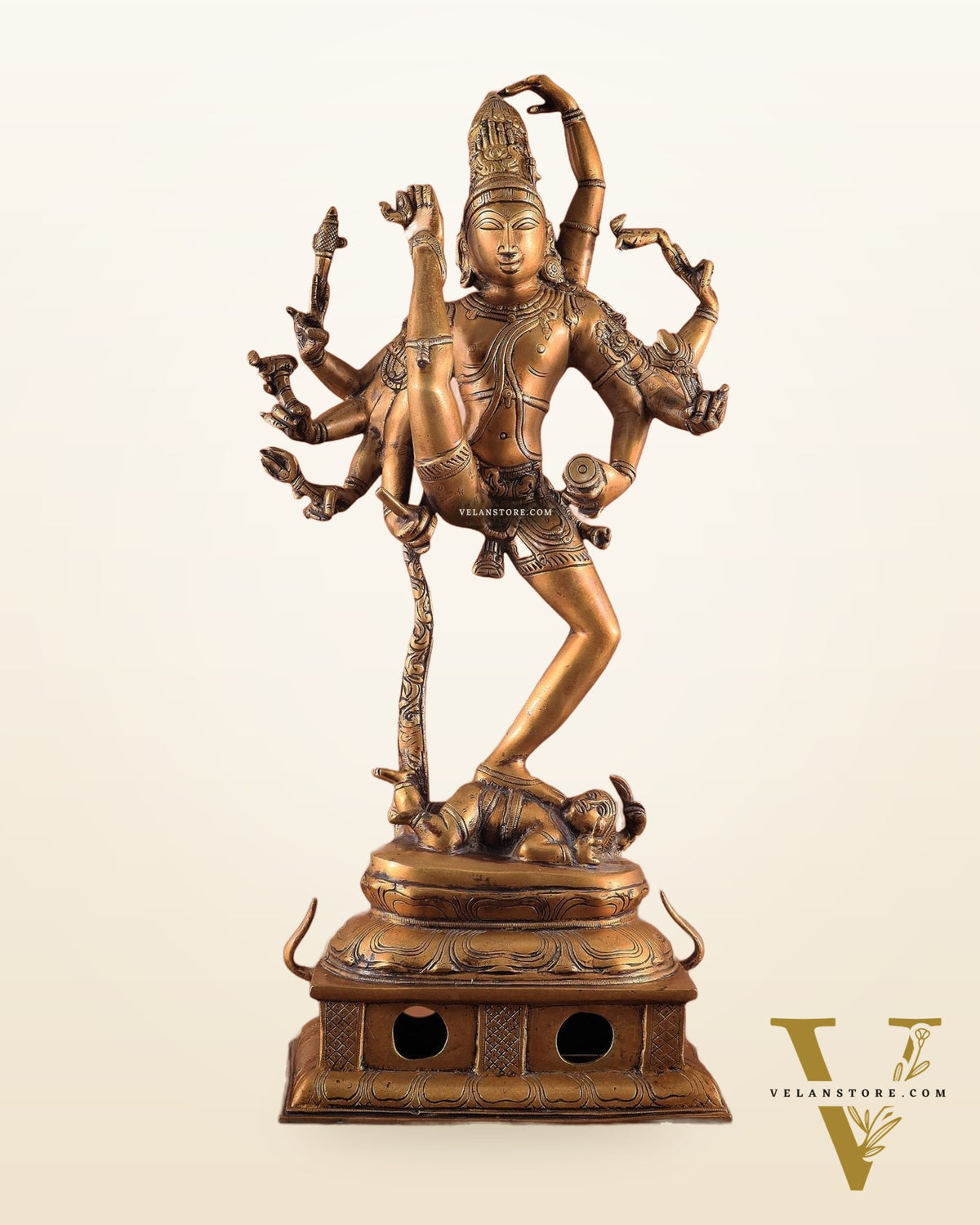 Urdhava Tandava Antique 26-Inch Brass Tripurantaka dancing Lord Shiva Statue