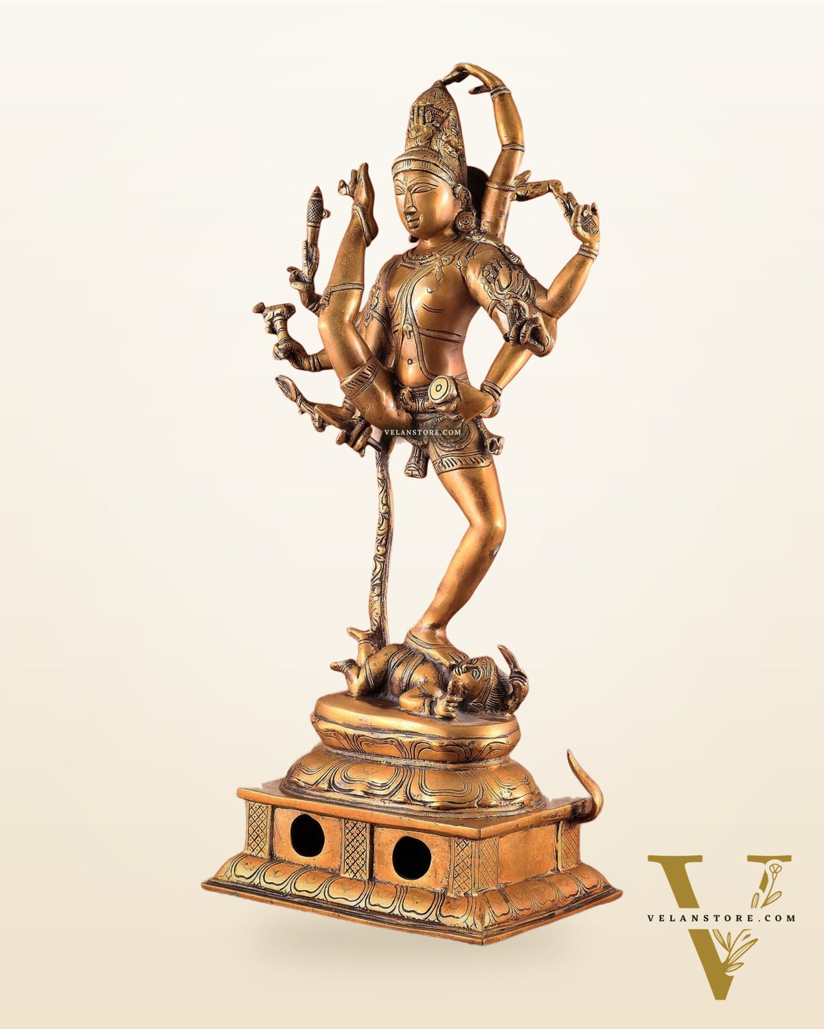 Urdhava Tandava Antique 26-Inch Brass Tripurantaka dancing Lord Shiva Statue