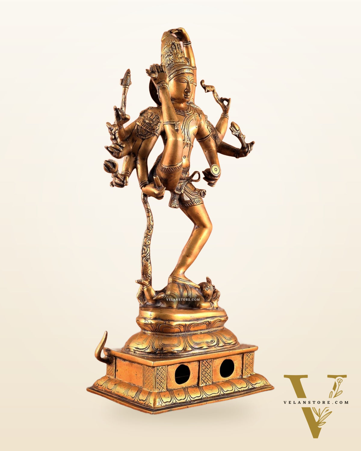 Urdhava Tandava Antique 26-Inch Brass Tripurantaka dancing Lord Shiva Statue