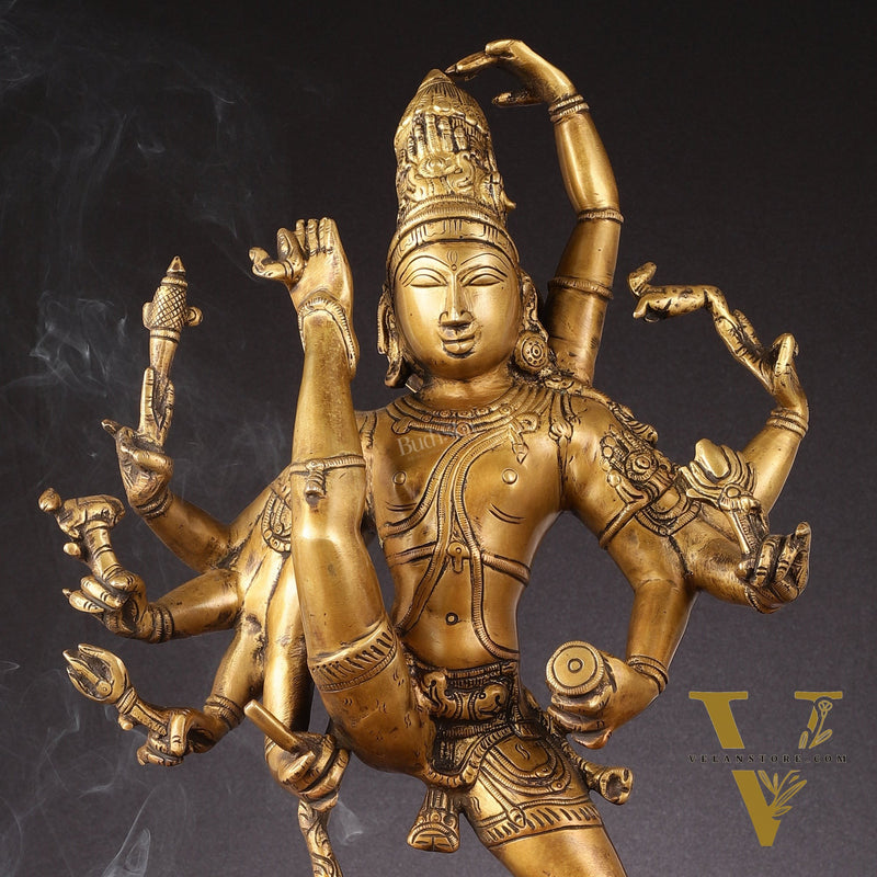 Urdhava Tandava Antique 26-Inch Brass Tripurantaka Lord Shiva Statue