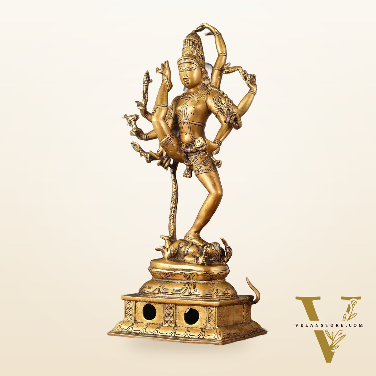Urdhava Tandava Antique 26-Inch Brass Tripurantaka Lord Shiva Statue