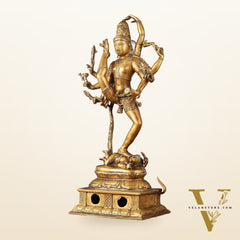 Urdhava Tandava Antique 26-Inch Brass Tripurantaka Lord Shiva Statue