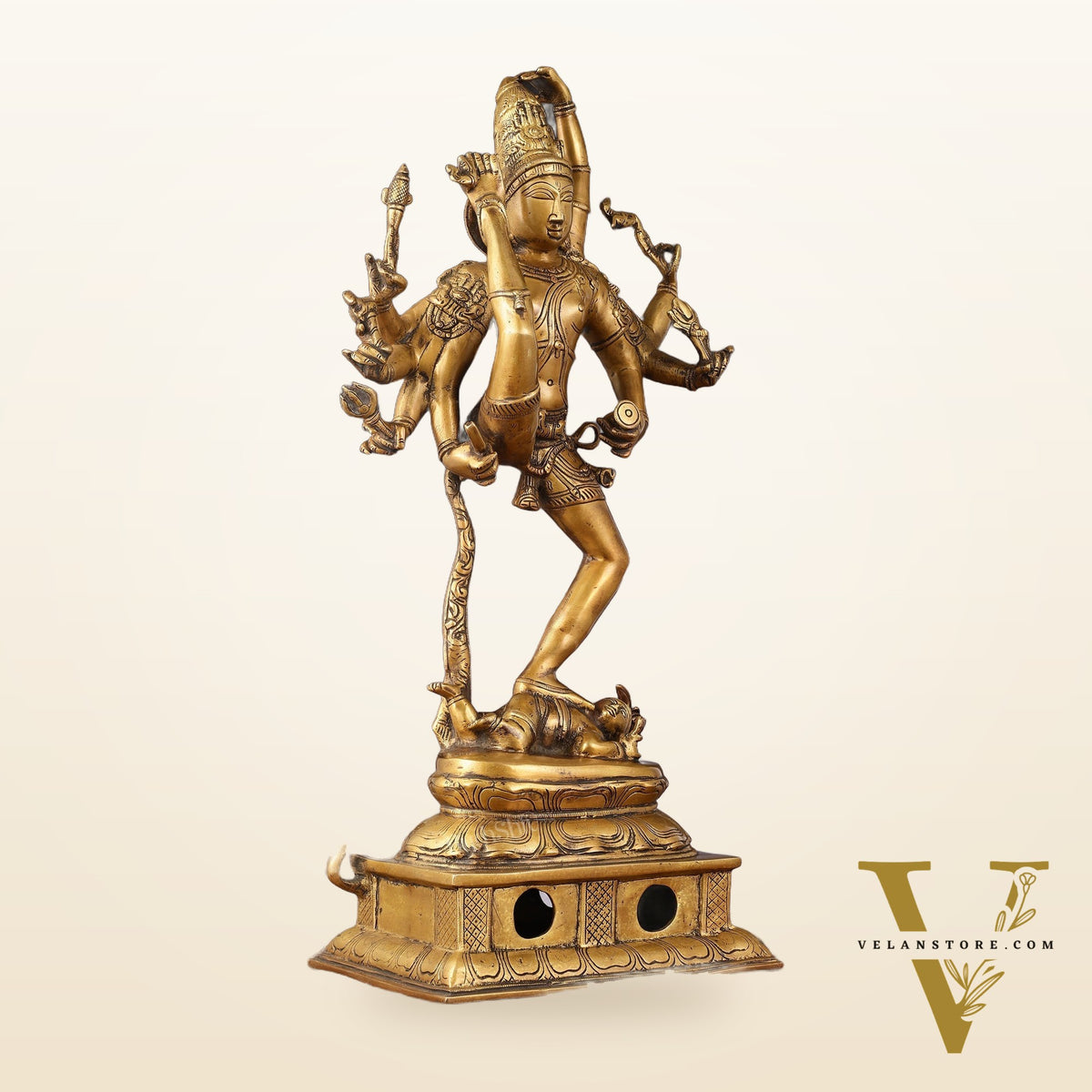 Urdhava Tandava Antique 26-Inch Brass Tripurantaka Lord Shiva Statue