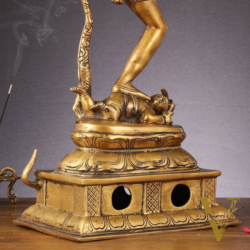 Urdhava Tandava Antique 26-Inch Brass Tripurantaka Lord Shiva Statue
